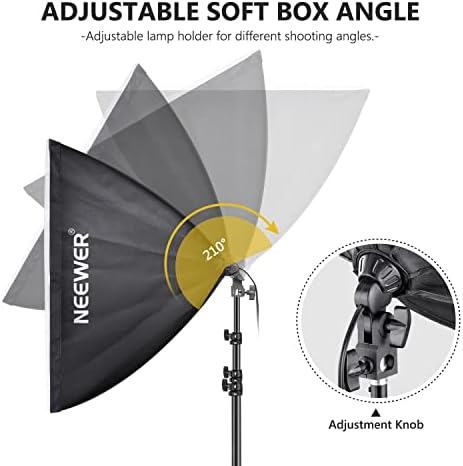 NEEWER 700W Equivalent Softbox Lighting Kit, 2Pack UL Certified 5700K LED Lighting Bulbs, 24x24 inches Softboxes with E26 Socket, Photography Continuous Lighting Kit Photo Studio Equipment - Image 2