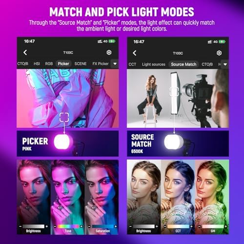 NEEWER RGB Softbox Lighting Kit with App Control & 9 Effect Modes, 2 Pack 26W FCC/IC/UL Certified LED Bulbs CRI93+ TLCI98+, E26 Porcelain Sockets, 24" Softboxes, for Studio Photography Lighting, NK800 - Image 5